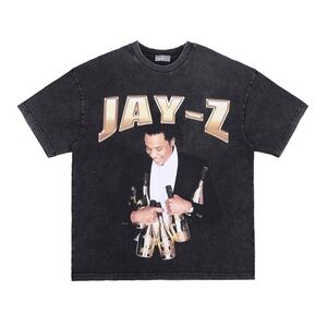 350 gsm cotton premium Jay-Z Vintage Rap Washed Gray Graphic T-Shirt Oversized